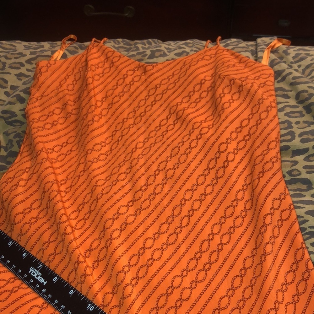 INC International Concepts size 10 orange chain print bias cut for movement - Picture 9 of 15